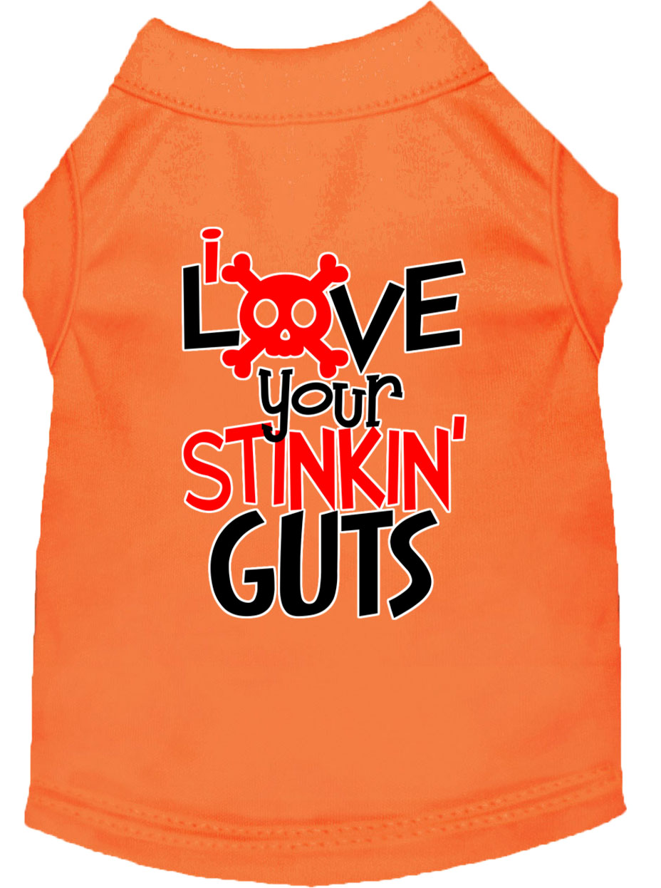 Love your Stinkin Guts Screen Print Dog Shirt Orange Lg
